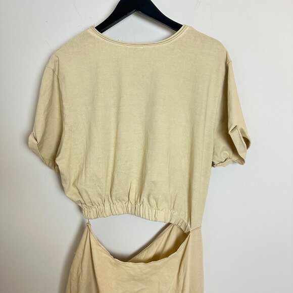 FREE PEOPLE Rae Waist Cutout Asymmetric Dress in Summer Khaki Size Large - Picture 8 of 14
